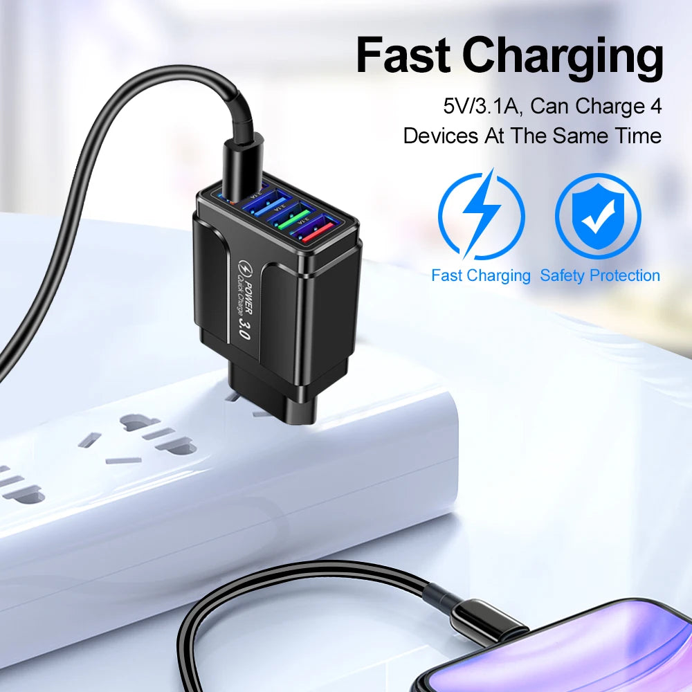 EU / USA Adaptor for USB charging Cables