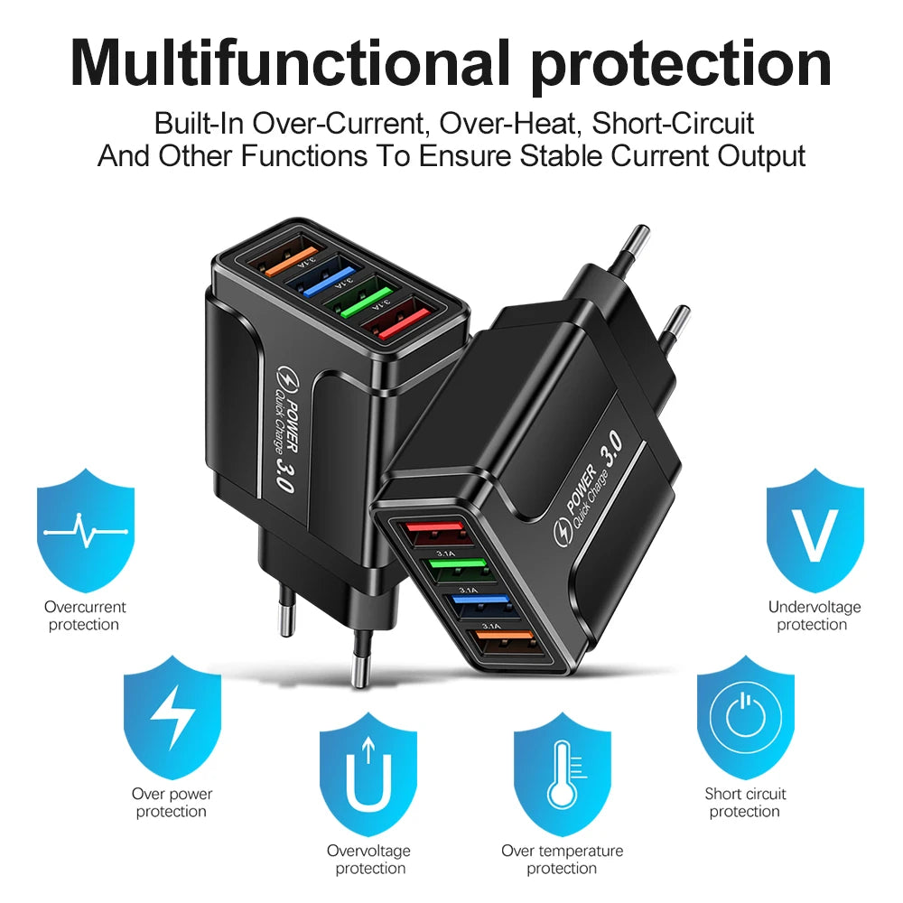 EU / USA Adaptor for USB charging Cables