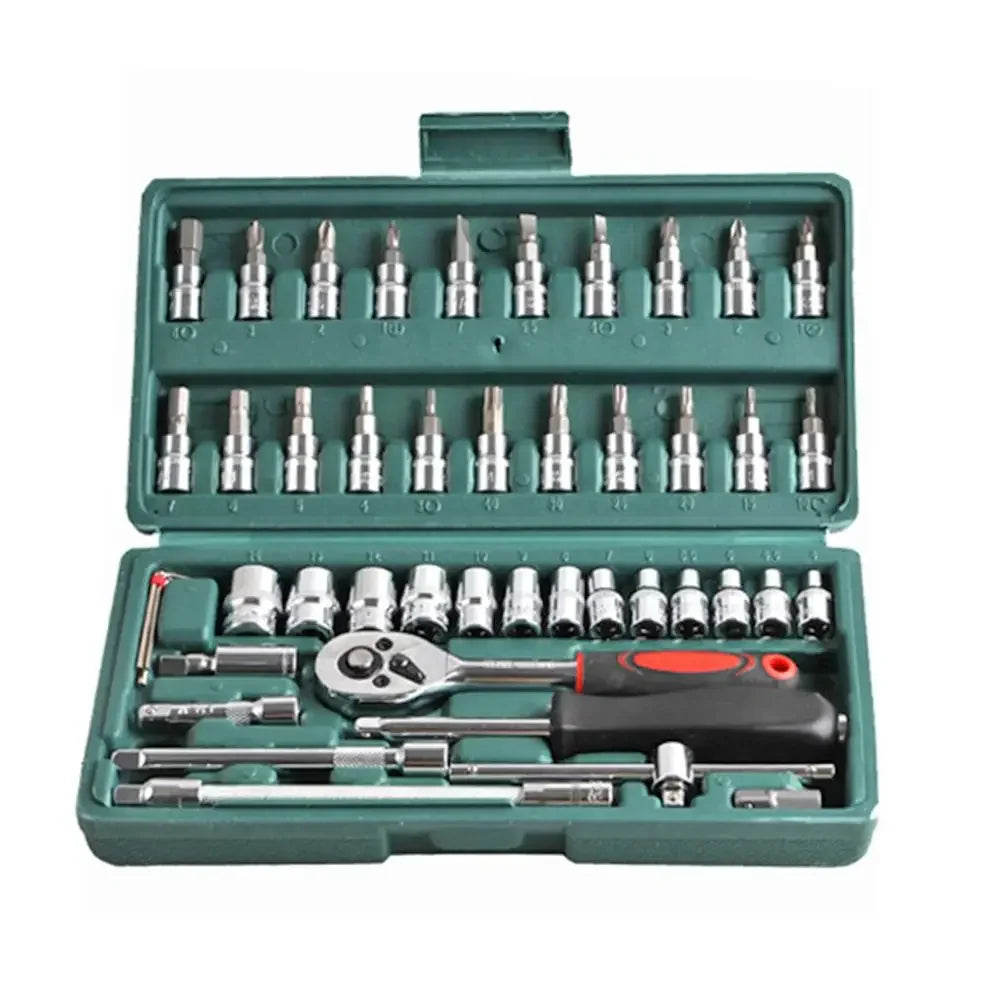 46pcs Ratchet Wrench Set Kit Sleeve for Car Motorcycle Bicycle Repair