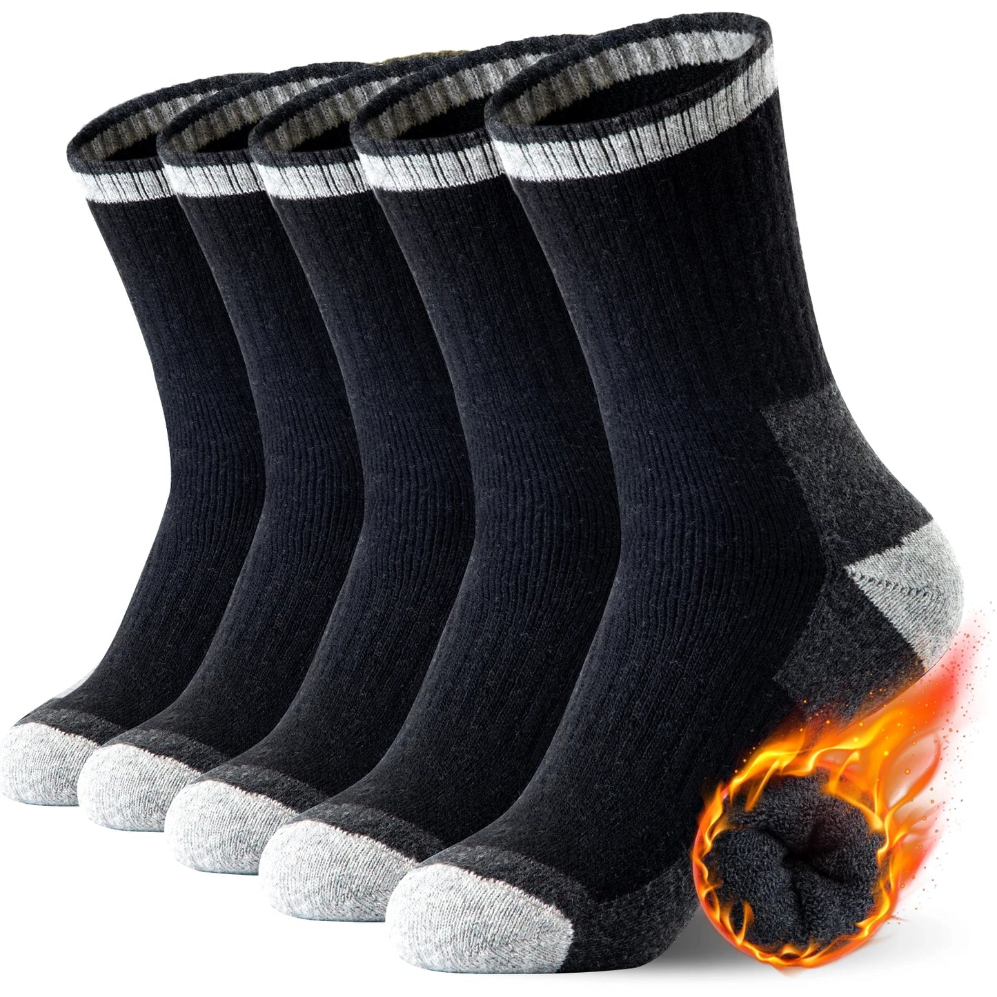 5 Pairs Wool Socks For Hiking Outdoors Casual