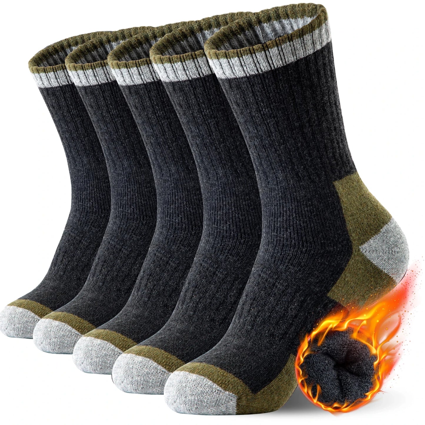 5 Pairs Wool Socks For Hiking Outdoors Casual