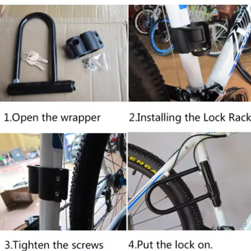 Bicycle U Lock With Key Anti-theft Safety